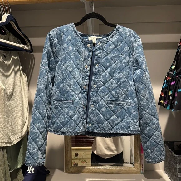 Rachel Zoe Jean Quilted Jacket with Floral Pattern - Picture 1 of 5